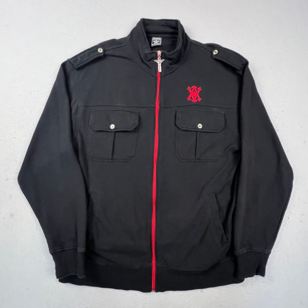 Avirex Full Zip Sweatshirt Mens L Military Jacket Embroidered Logo Streetwear